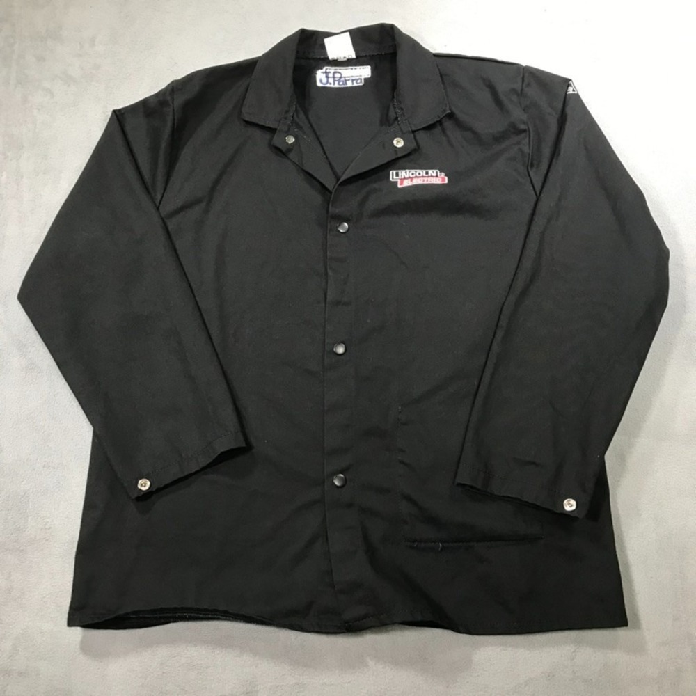 Lincoln Electric KH808L Welding Jacket Mens Large FR Cotton Black Work Coat